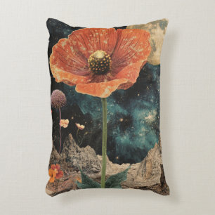 Orange Poppy Under Moonlight Decorative Cushion