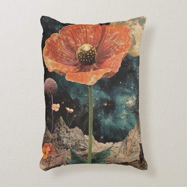 Orange Poppy Under Moonlight Decorative Cushion (Front(Vertical))