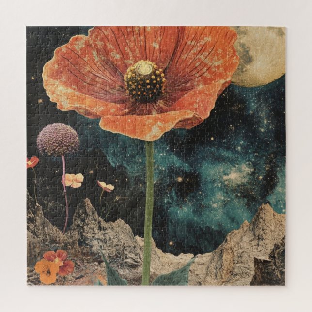 Orange Poppy Under Moonlight Jigsaw Puzzle (Vertical)