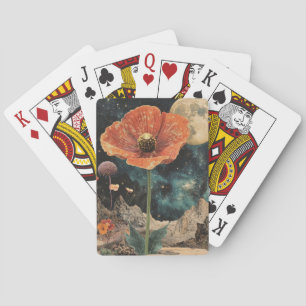 Orange Poppy Under Moonlight Playing Cards