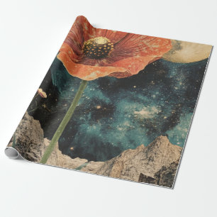 Orange Poppy Under Moonlight Wrapping Paper