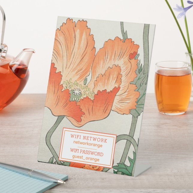 Orange Poppy - WIFI Password Guest Information  Pedestal Sign (In SItu)