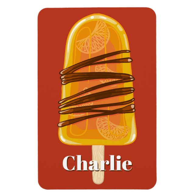 Orange Popsicle custom name & colour magnet (Vertical)