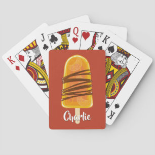Orange Popsicle custom name playing cards