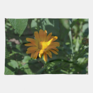 Orange Pot Marigold Flower (Calendula officinalis) Tea Towel