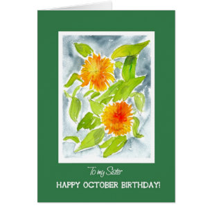 Orange Pot Marigolds Sister's October Birthday
