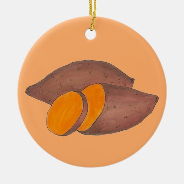 Orange Potato Yam Soul Food Sweet Potatoes Ceramic Ornament (Front)