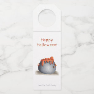 Orange potion cauldron Halloween Bottle Tag