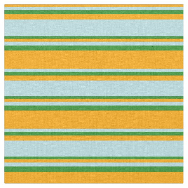 Orange, Powder Blue & Forest Green Coloured Lines Fabric (Close Up)