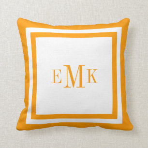 Orange Preppy Ribbon Dots Custom Monogram Cushion