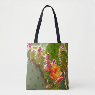 Orange Prickly Pear Blooms Tote Bag
