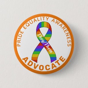 Orange Pride Equality Awareness White Button