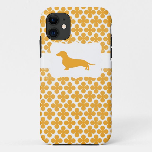 Orange Print w/Dachshund Case-Mate iPhone Case (Back)