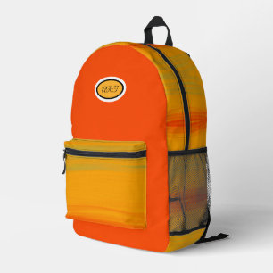 Orange Printed Backpack