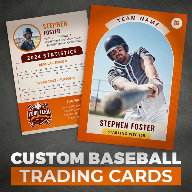 Orange Pro Baseball Trading Card Player Photo (Creator Uploaded)