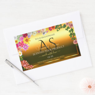 Orange Product Label Colourful Flowers and Initial
