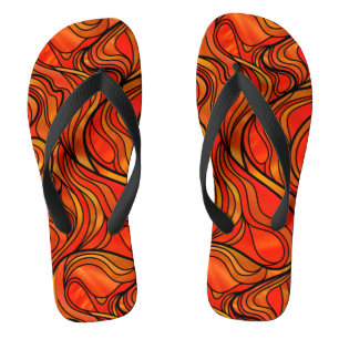 Orange Psychedelic Stained Glass Abstract Thongs