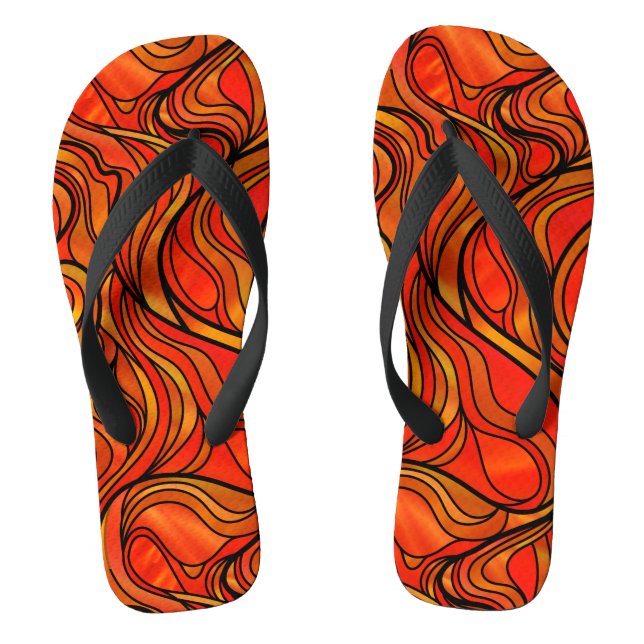 Orange Psychedelic Stained Glass Abstract Thongs (Footbed)