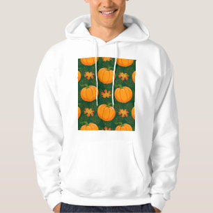 Orange Pumpkin Autumn Leaves Pattern Hoodie