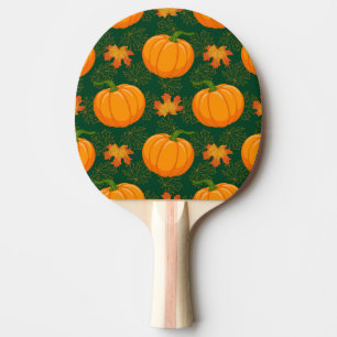 Orange Pumpkin Autumn Leaves Pattern Ping Pong Paddle