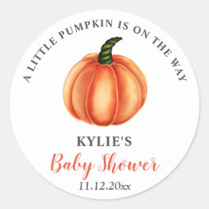 Orange Pumpkin   Baby Shower Classic Round Sticker