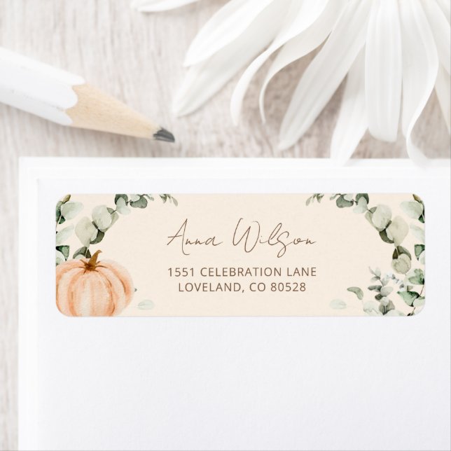 Orange Pumpkin Baby Shower Return Address Label (Insitu)
