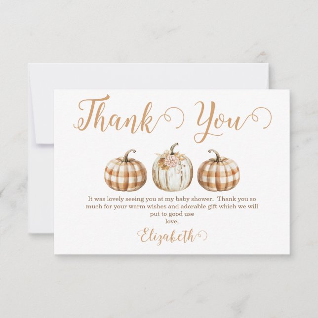 Orange Pumpkin Baby Shower Thank You Card (Front)