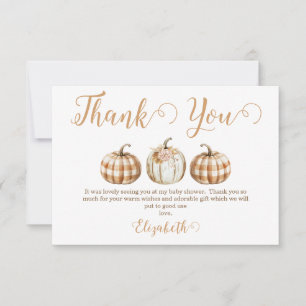 Orange Pumpkin Baby Shower Thank You Card