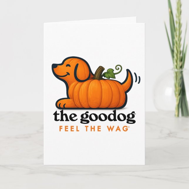 Orange Pumpkin Cute Fall Dog  Card (Front)