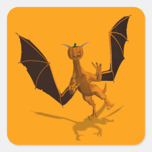 Orange Pumpkin Dragon Square Sticker