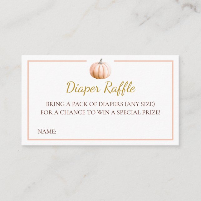 Orange Pumpkin Fall Baby Shower Diaper Raffle Card (Front)