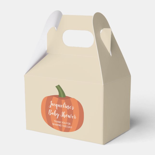 Orange Pumpkin Fall Baby Shower Favour Box (Front Side)