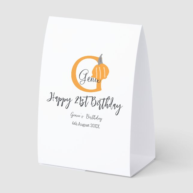 Orange pumpkin fall birthday 21st grey pastel fall (Front)