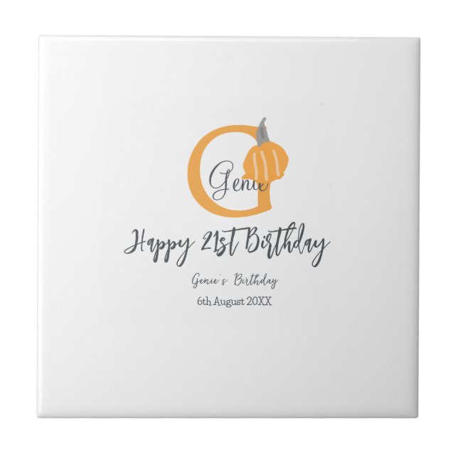 Orange pumpkin fall birthday 21st grey pastel fall ceramic tile (Front)