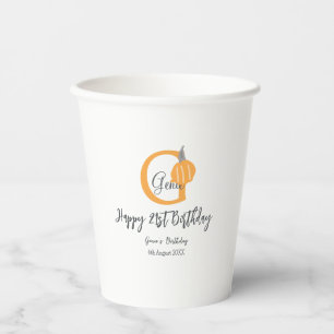 Orange pumpkin fall birthday 21st grey pastel fall paper cups