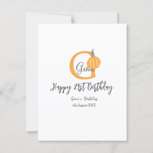 Orange pumpkin fall birthday 21st grey pastel fall postcard