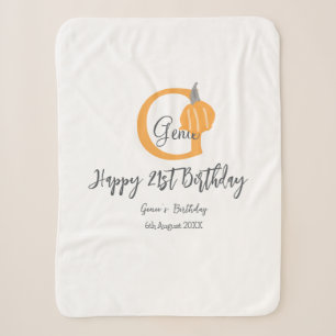 Orange pumpkin fall birthday 21st grey pastel fall sherpa blanket