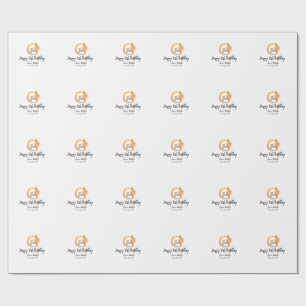 Orange pumpkin fall birthday 21st grey pastel fall wrapping paper