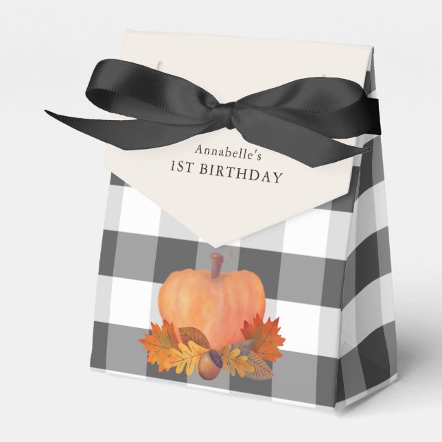 Orange Pumpkin Fall Leaves Birthday Favour Box (Front Side)