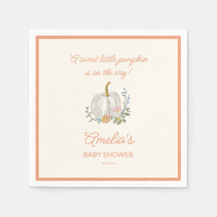 Orange Pumpkin Floral Fall Baby Shower Welcome Napkin