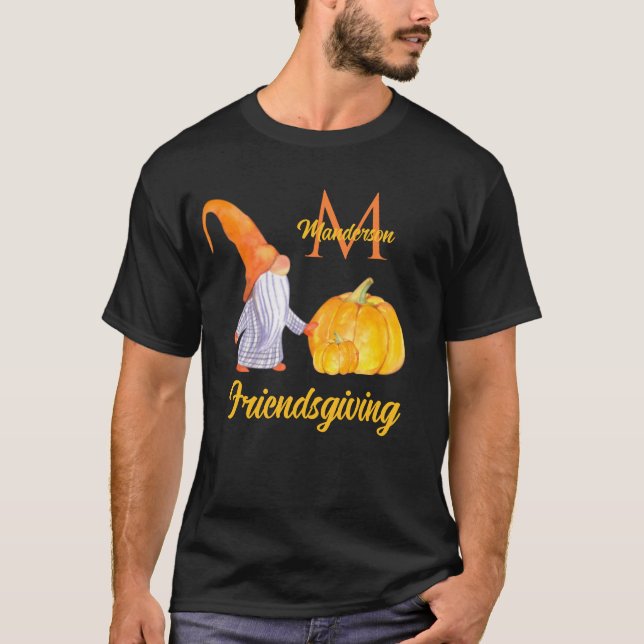 Orange Pumpkin Gnomes Friendsgiving T-Shirt (Front)