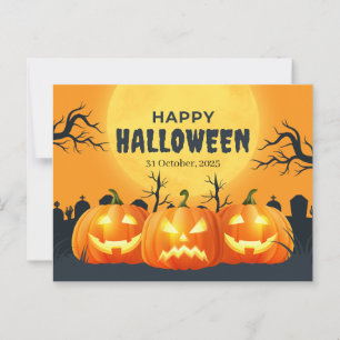 Orange Pumpkin Halloween Postcard