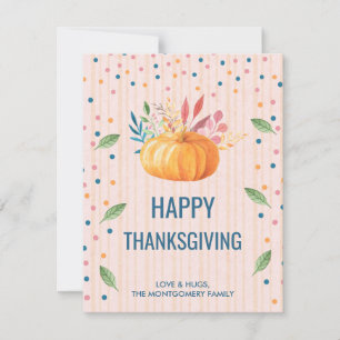 Orange Pumpkin Happy Thanksgiving Holiday Card