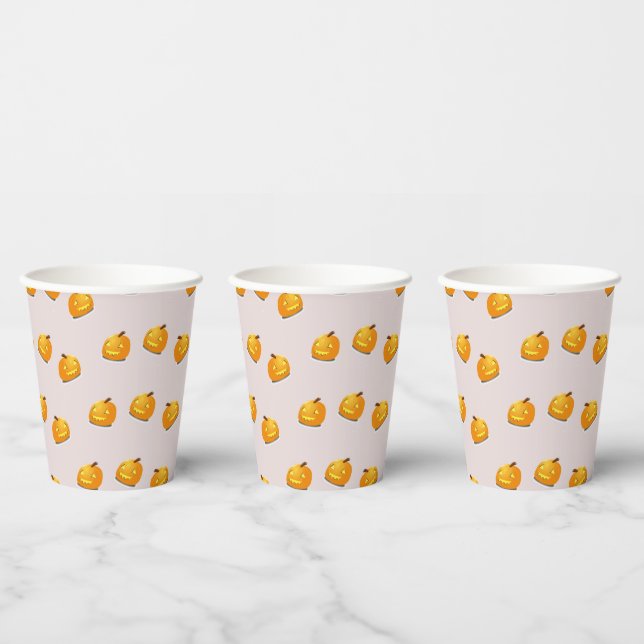 Orange pumpkin head pattern paper cups (Multi)