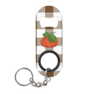 Orange Pumpkin on White Brown Chequered Pattern