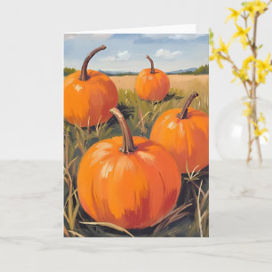 Orange Pumpkin Patch   Fall Autumn Card