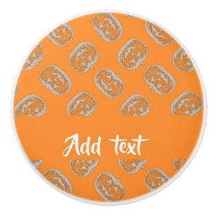 Orange pumpkin pattern ceramic knob