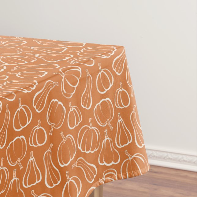 Orange Pumpkin Pattern Fall Autumn Halloween Decor Tablecloth (In Situ)