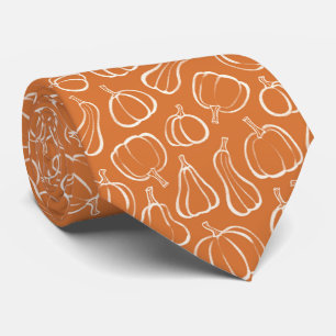 Orange Pumpkin Pattern Fall Autumn Halloween Party Tie