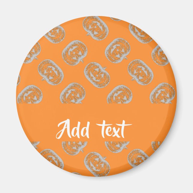 Orange pumpkin pattern magnet (Front)